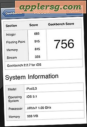 iPad 3 Benchmarks Vis 1 GB RAM og 1 GHz Processor