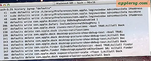 Zie Alle eerder gebruikte defaults-opdrachten in Mac OS X