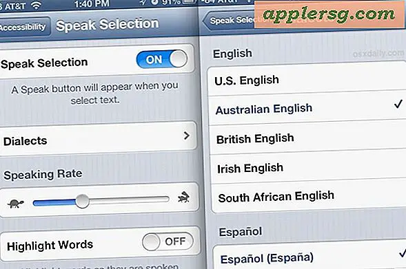 Verander de spraak en het accent van gesproken tekstselectie in iOS