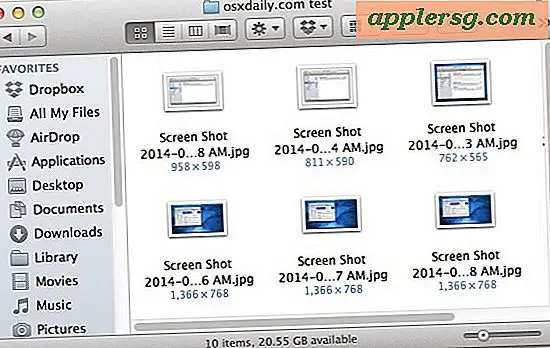 Toon beeldafmetingen in Mac OS X Finder Windows & Desktop