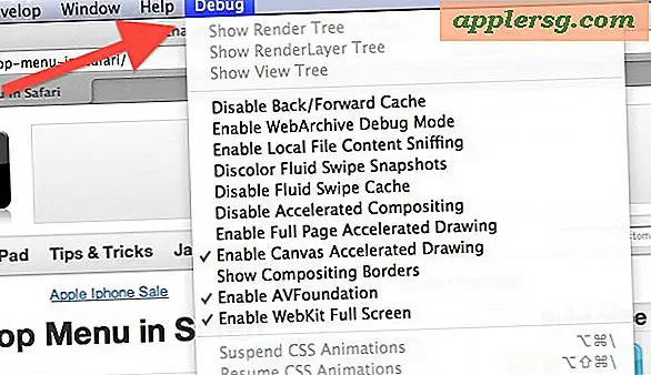 Aktivér Safari Skjult Debug Menu i Mac OS X