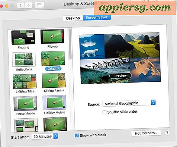 Standard skärmsläckare på Mac OS