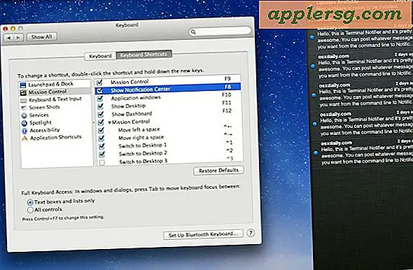 Åbn meddelelsescenter med en tastaturgenvej i OS X