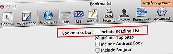 ओएस एक्स शेर में सफारी बुकमार्क बार से पठन सूची आइकन छुपाएं