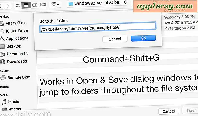 Navigieren Sie in Mac OS X unter "Öffnen / Speichern" zu einem Verzeichnis