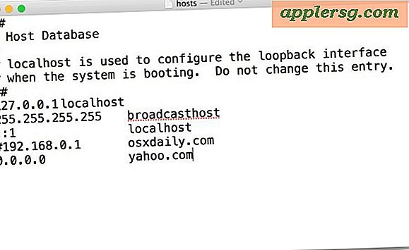 Mac-värdfilen: Så här ändrar du / etc / hosts i OS X med TextEdit