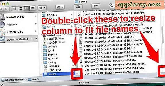 Wijzig de grootte van Finder Kolomweergave om de juiste bestandsnamen in Mac OS X te gebruiken