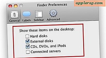 Vis Macintosh HD og andre diskdrev på skrivebordet i Mac OS X