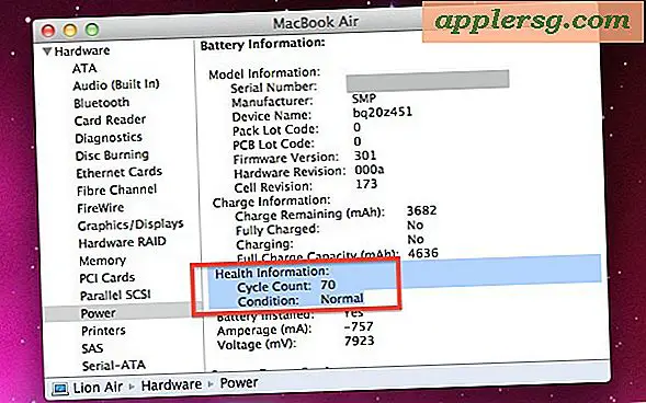 Kontroller battericykeltælling på en Mac