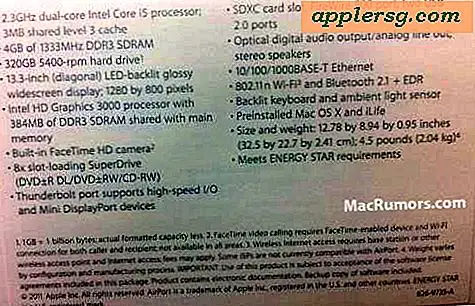 MacBook Pro 2011 13 "Opdater Specs Lækket: Core i5 CPU, Thunderbolt er Lightpeak, No Case Redesign